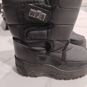 Black Waterproof Winter Boots with Hook & Loop Straps
